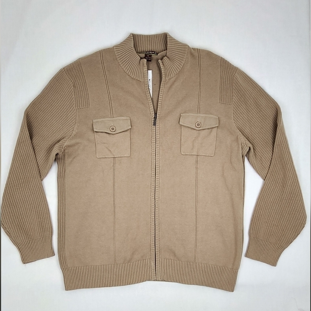 Cubaver Beige 100% Cotton Zip Up Sweater - Picture 1 of 4